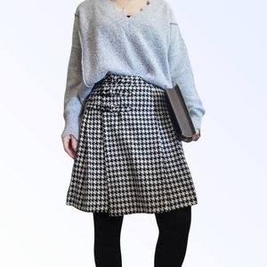 Kate Spade • Houndstooth Wool Pleated Kilt Skirt size 6